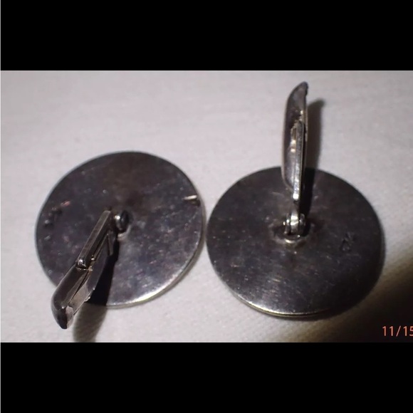 Vintage Antique Sterling Silver 925 
Mexico Aztec Mayan Calendar 
Cufflinks Mens - Picture 9 of 10